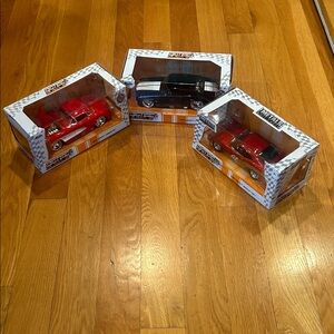 Metals Die Cast + Big Time Muscle Toy Car Set - Red and Black 3 Piece